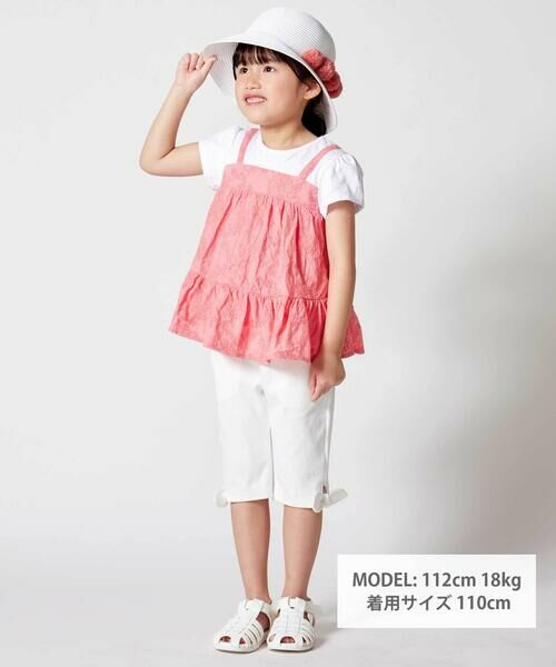 BeBe / べべ Tシャツ | ローン刺しゅうキャミドッキング半袖チュニックTシャツ(90~140cm) | 詳細4