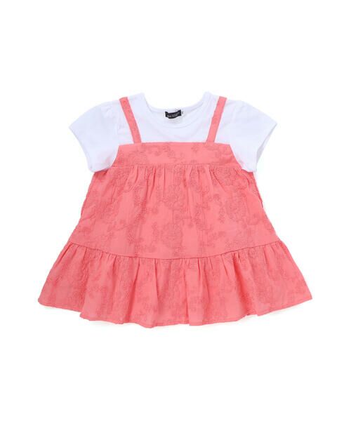 BeBe / べべ Tシャツ | ローン刺しゅうキャミドッキング半袖チュニックTシャツ(90~140cm) | 詳細7