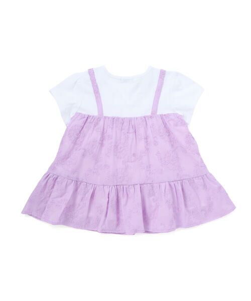 BeBe / べべ Tシャツ | ローン刺しゅうキャミドッキング半袖チュニックTシャツ(90~140cm) | 詳細11