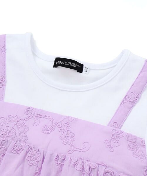 BeBe / べべ Tシャツ | ローン刺しゅうキャミドッキング半袖チュニックTシャツ(90~140cm) | 詳細12