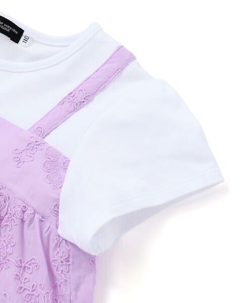 BeBe / べべ Tシャツ | ローン刺しゅうキャミドッキング半袖チュニックTシャツ(90~140cm) | 詳細14