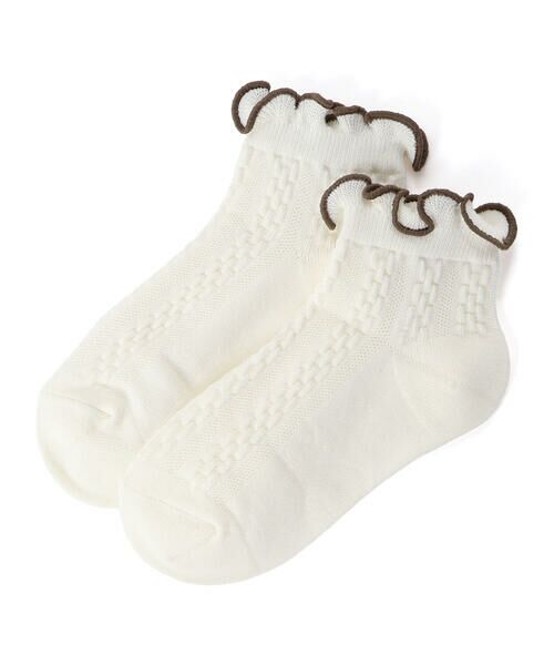 BeBe / べべ ソックス | フロート編みアンクル丈フリルソックス(11~24cm)（オフホワイト）