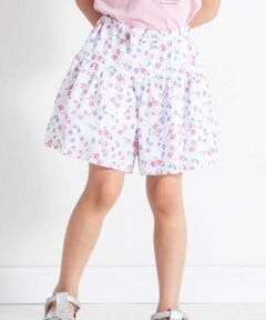 BeBe / べべ ショート・ハーフ・半端丈パンツ | 【お揃い】ドビーフラワープリントキュロットパンツ(90~150cm)