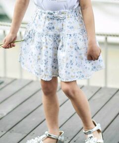 BeBe / べべ ショート・ハーフ・半端丈パンツ | 【お揃い】ドビーフラワープリントキュロットパンツ(90~150cm)