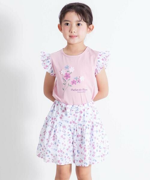 BeBe / べべ ショート・ハーフ・半端丈パンツ | 【お揃い】ドビーフラワープリントキュロットパンツ(90~150cm) | 詳細3