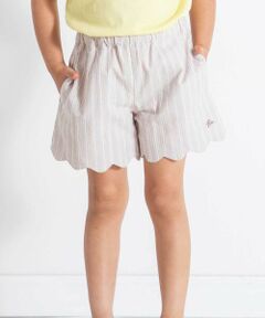 BeBe / べべ ショート・ハーフ・半端丈パンツ | 【お揃い】ナチュラルストライプ裾スカラップショートパンツ(90~160cm)