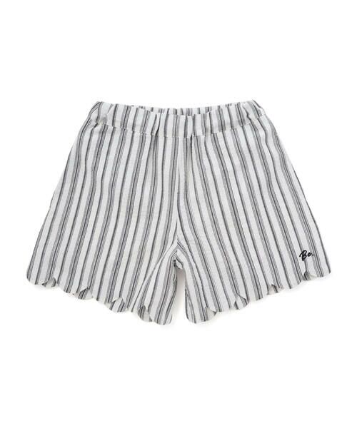BeBe / べべ ショート・ハーフ・半端丈パンツ | 【お揃い】ナチュラルストライプ裾スカラップショートパンツ(90~160cm) | 詳細4
