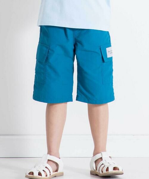 BeBe / べべ ショート・ハーフ・半端丈パンツ | ナイロンワッシャーヨットネームカーゴハーフパンツ(90~160cm)（ブルー）