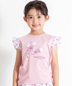 BeBe / べべ Tシャツ | 【お揃い】フラワープリントフリル袖Tシャツ(90~150cm)