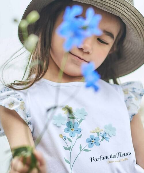 BeBe / べべ Tシャツ | 【お揃い】フラワープリントフリル袖Tシャツ(90~150cm) | 詳細4