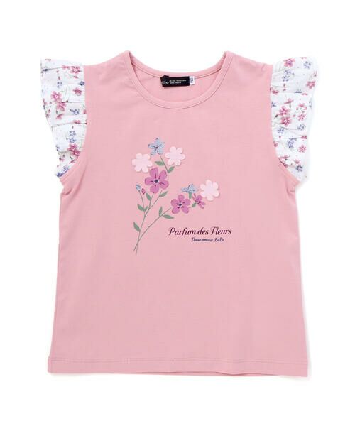 BeBe / べべ Tシャツ | 【お揃い】フラワープリントフリル袖Tシャツ(90~150cm) | 詳細14