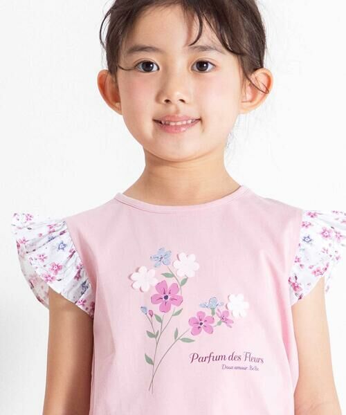 BeBe / べべ Tシャツ | 【お揃い】フラワープリントフリル袖Tシャツ(90~150cm) | 詳細12