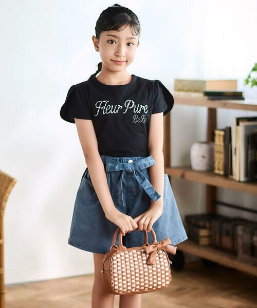 BeBe / べべ Tシャツ | ペタルスリーブ発泡ドットロゴプリントTシャツ(90~160cm) | 詳細6