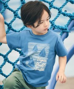 BeBe / べべ Tシャツ | ヨットシルエットプリント天竺半袖Tシャツ(90~160cm)