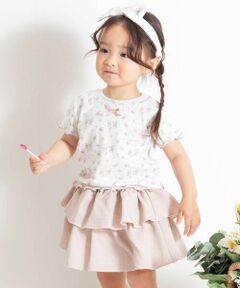 BeBe / べべ ベビー・キッズウエア | 花柄ワッフル半袖Tシャツ+ヒラミニスカパン+ヘアバンドセット(80~90cm)