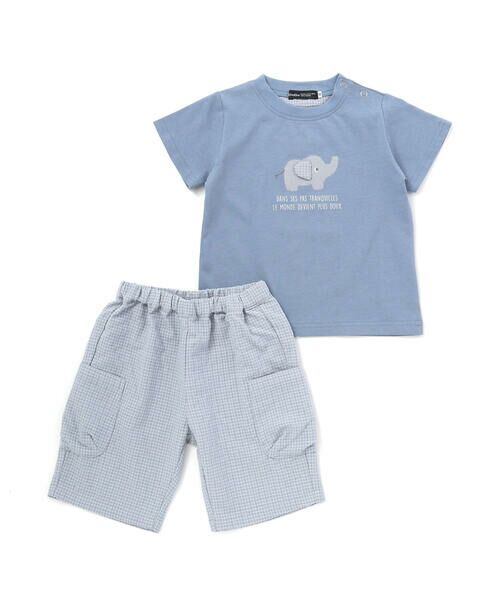 BeBe / べべ ベビー・キッズウエア | ゾウプリント天竺半袖Tシャツ+サイドポケットハーフパンツセット(80~90cm) | 詳細4
