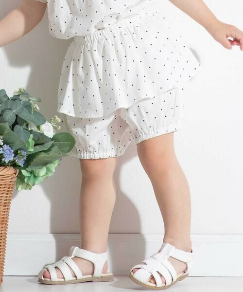 BeBe / べべ ショート・ハーフ・半端丈パンツ | 【お揃い】ツイルドットプリントペプラムフリルブルマ(80~90cm)（オフホワイト系）