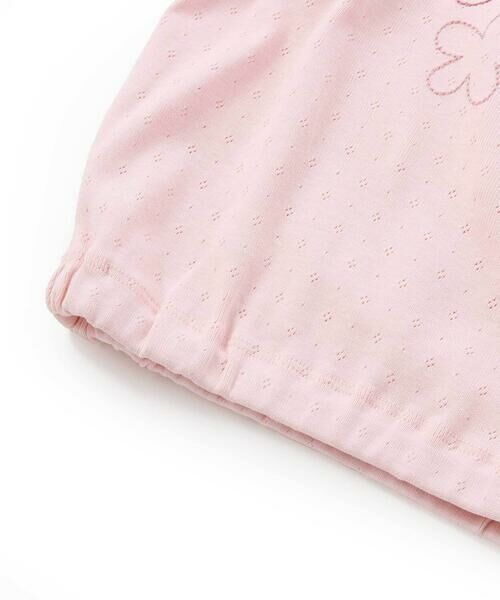 BeBe / べべ Tシャツ | 針抜きスムースステッチフラワー半袖ギャザーTシャツ(80~100cm) | 詳細7