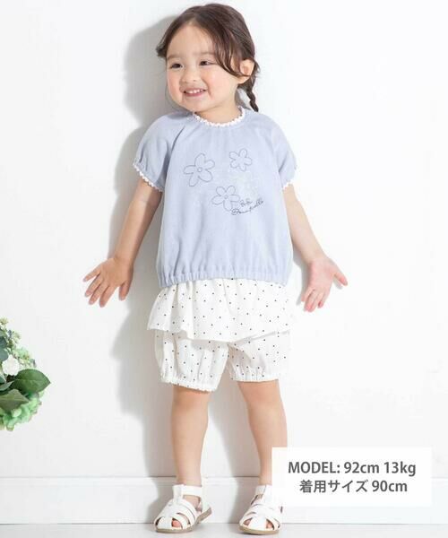 BeBe / べべ Tシャツ | 針抜きスムースステッチフラワー半袖ギャザーTシャツ(80~100cm) | 詳細10