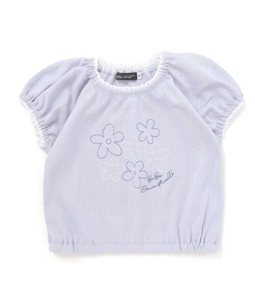 BeBe / べべ Tシャツ | 針抜きスムースステッチフラワー半袖ギャザーTシャツ(80~100cm) | 詳細13
