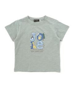 BeBe / べべ Tシャツ | アニマルかくれんぼロゴスラブ天竺半袖Tシャツ(80~90cm)