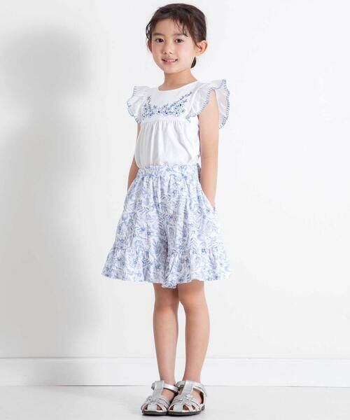 BeBe / べべ ショート・ハーフ・半端丈パンツ | 【お揃い】強撚スムースボタニカルレモン柄キュロットパンツ(90~150cm) | 詳細2