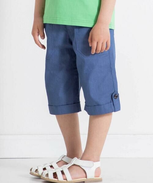 BeBe / べべ ショート・ハーフ・半端丈パンツ | ライトオンスデニム裾ロールアップハーフパンツ(90~150cm)(ネイビー)