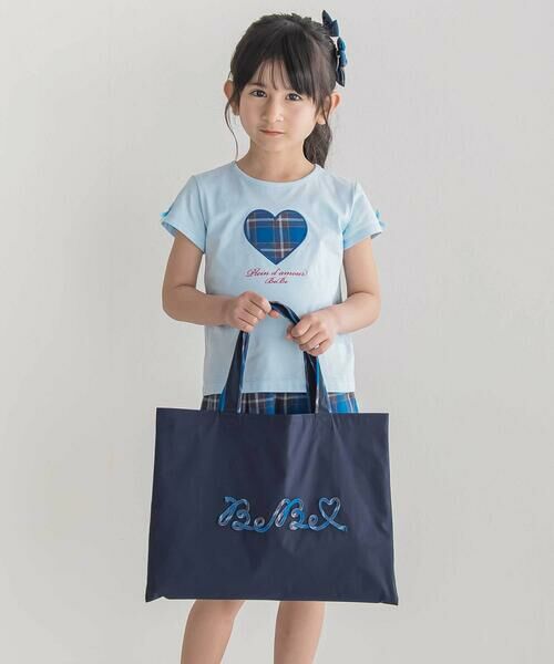 BeBe / べべ トートバッグ | 【お揃い】【神戸タータン×BeBe】チェックコード刺しゅうロゴレッスンバッグ | 詳細1