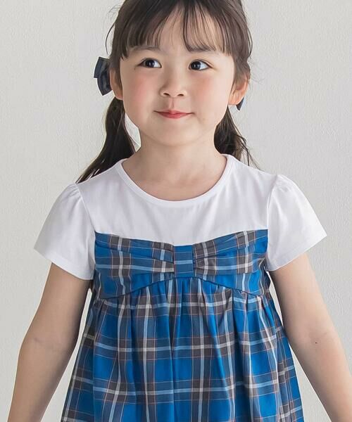 BeBe / べべ Tシャツ | 【お揃い】【神戸タータン×BeBe】チェックビスチェドッキング半袖Tシャツ(90~150cm) | 詳細2