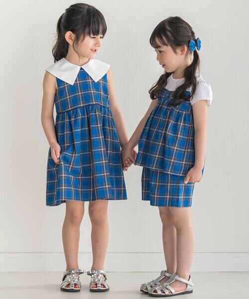 BeBe / べべ Tシャツ | 【お揃い】【神戸タータン×BeBe】チェックビスチェドッキング半袖Tシャツ(90~150cm) | 詳細5