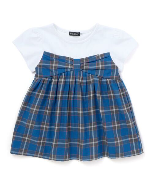 BeBe / べべ Tシャツ | 【お揃い】【神戸タータン×BeBe】チェックビスチェドッキング半袖Tシャツ(90~150cm) | 詳細7