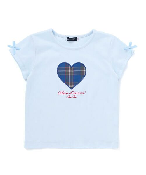 BeBe / べべ Tシャツ | 【お揃い】【神戸タータン×BeBe】チェックハートパッチ半袖Tシャツ(90~160cm) | 詳細6