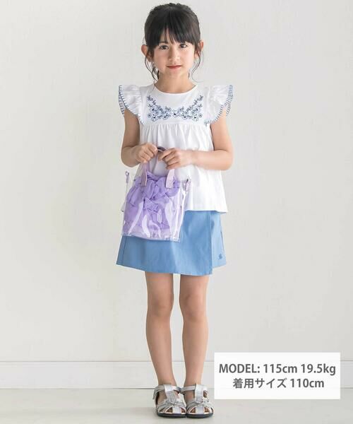 BeBe / べべ Tシャツ | フラワー刺しゅう天竺フリル袖フレアTシャツ(90~150cm) | 詳細2