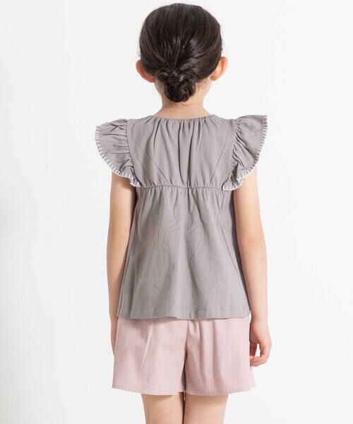 BeBe / べべ Tシャツ | フラワー刺しゅう天竺フリル袖フレアTシャツ(90~150cm) | 詳細10