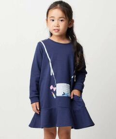 BeBe / べべ ミニ丈・ひざ丈ワンピース | ポシェットデザイン長袖スウェットワンピース(80~140cm)