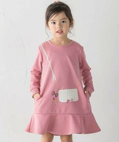 BeBe / べべ ミニ丈・ひざ丈ワンピース | ポシェットデザイン長袖スウェットワンピース(80~140cm)
