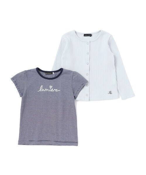 BeBe / べべ カーディガン・ボレロ | 長袖リブカーディガン+天竺ボーダーロゴ半袖Tシャツ セット(90~150cm) | 詳細19