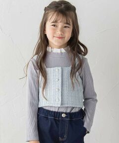 BeBe / べべ Tシャツ | ラメツイードビスチェ+フリル襟テレコ長袖Tシャツ セット(100~160cm)