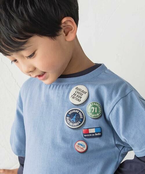 BeBe / べべ Tシャツ | 缶バッジ風立体プリント半袖Tシャツ+ロゴ長袖Tシャツ セット(90~160cm) | 詳細3