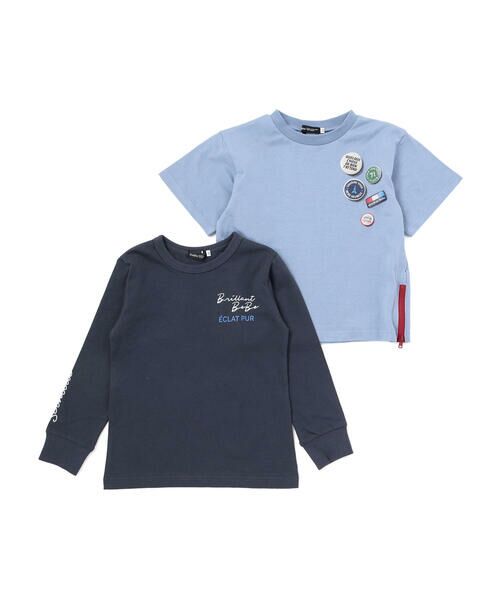 BeBe / べべ Tシャツ | 缶バッジ風立体プリント半袖Tシャツ+ロゴ長袖Tシャツ セット(90~160cm) | 詳細6