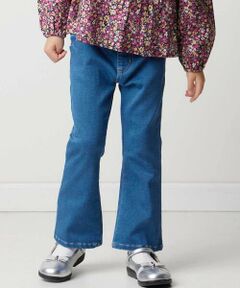 BeBe / べべ デニムパンツ | ジョグデニムリボン刺しゅうフレアロングパンツ(90~160cm)