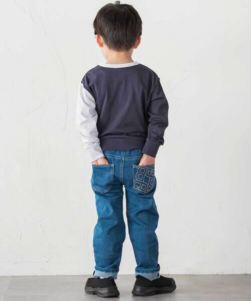 BeBe / べべ デニムパンツ | ジョグデニムジオメトリックロゴ刺しゅうロングパンツ(90~160cm) | 詳細8