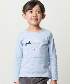 BeBe / べべ Tシャツ | パリジェンヌツイードパッチバックフリル長袖Tシャツ(90~150cm)