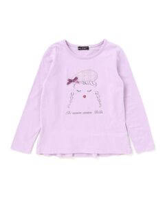 BeBe / べべ Tシャツ | パリジェンヌツイードパッチバックフリル長袖Tシャツ(90~150cm)