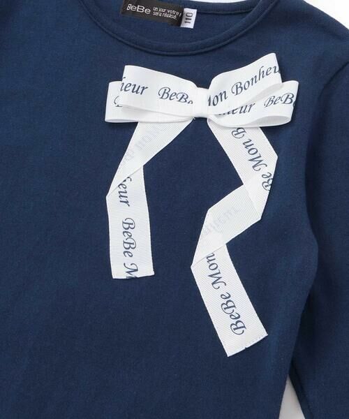 BeBe / べべ Tシャツ | グログランBIGリボンモチーフ裾スカラップ長袖Tシャツ(90~160cm) | 詳細6