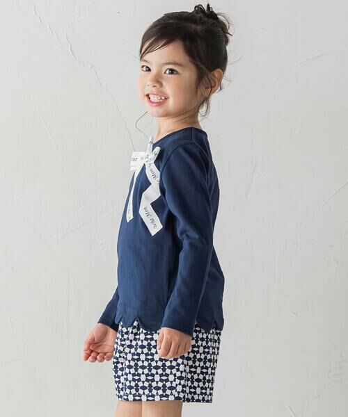 BeBe / べべ Tシャツ | グログランBIGリボンモチーフ裾スカラップ長袖Tシャツ(90~160cm) | 詳細2