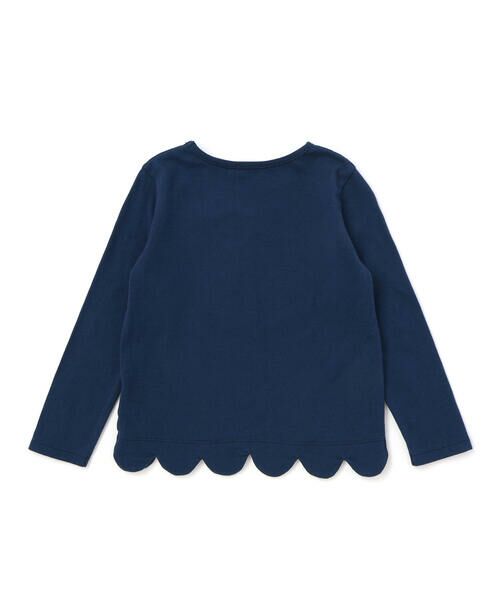 BeBe / べべ Tシャツ | グログランBIGリボンモチーフ裾スカラップ長袖Tシャツ(90~160cm) | 詳細4