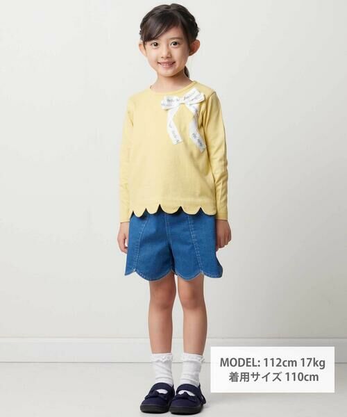 BeBe / べべ Tシャツ | グログランBIGリボンモチーフ裾スカラップ長袖Tシャツ(90~160cm) | 詳細11