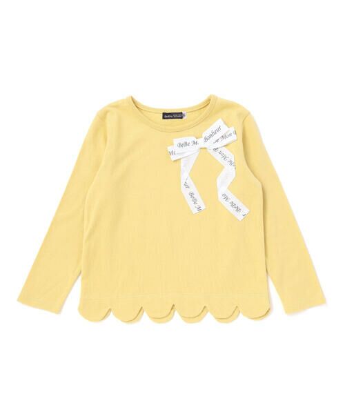 BeBe / べべ Tシャツ | グログランBIGリボンモチーフ裾スカラップ長袖Tシャツ(90~160cm) | 詳細13