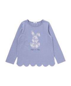BeBe / べべ Tシャツ | 【抗菌・防臭】Rabbitレースプリント裾スカラップ天竺長袖Tシャツ(90~130cm)